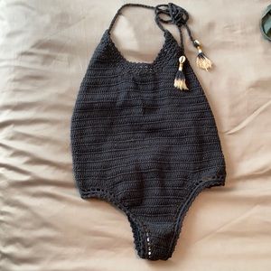 Free People She Made Me Crochet One Piece Swimsuit